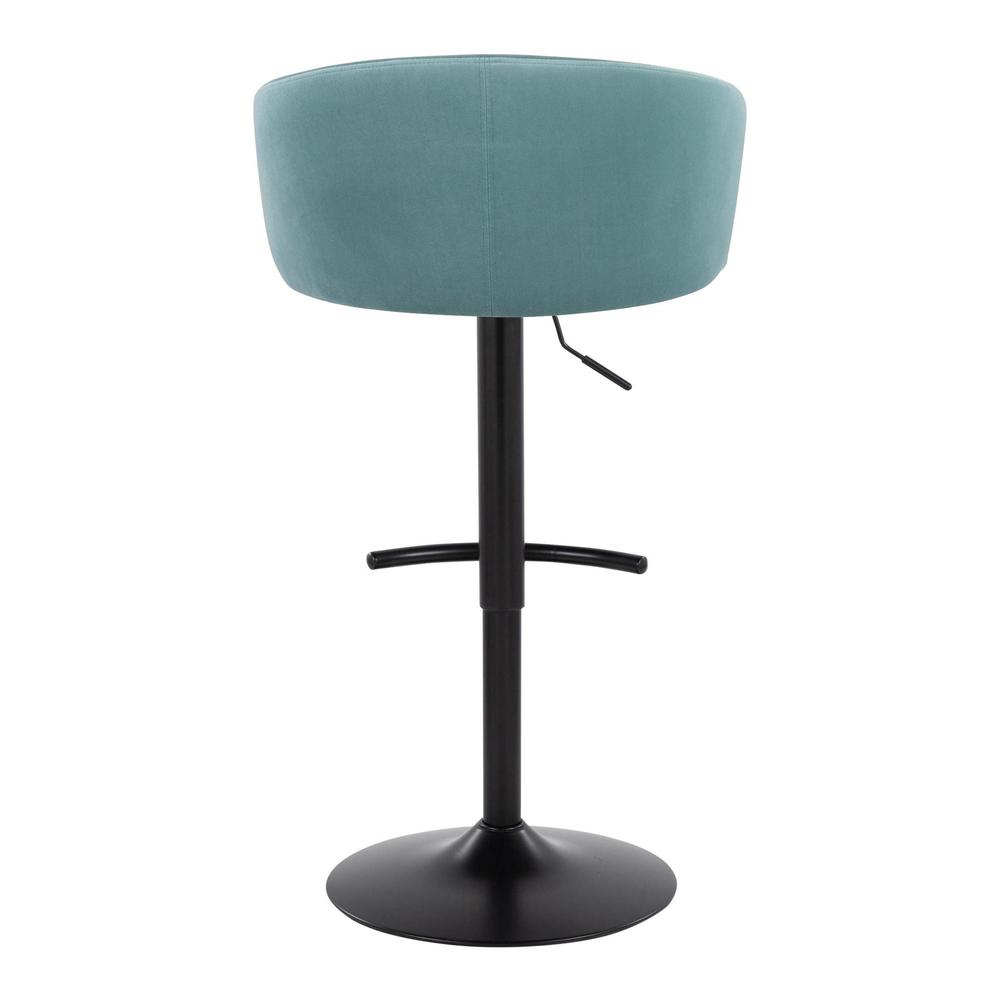 Black Metal, Light Blue Velvet Claire Adjustable Barstool – Set of 2