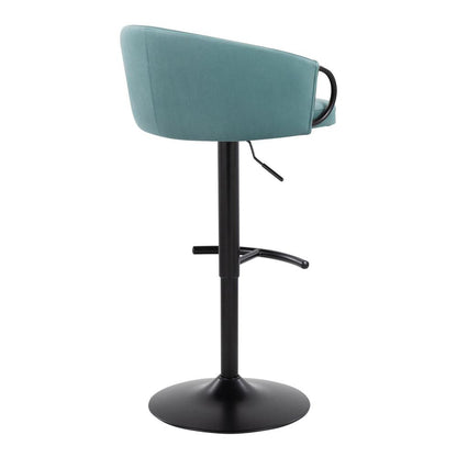 Black Metal, Light Blue Velvet Claire Adjustable Barstool – Set of 2