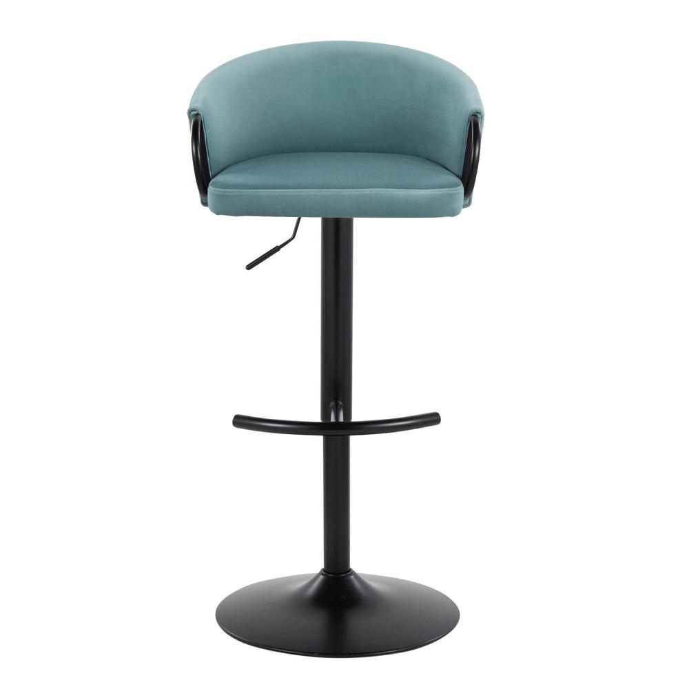Black Metal, Light Blue Velvet Claire Adjustable Barstool – Set of 2