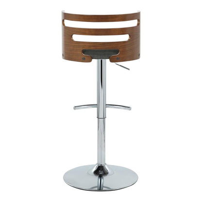 Chrome, Walnut Wood, Charcoal Fabric Cosi Adjustable Barstool - Set of 2