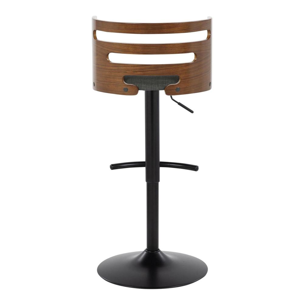 Black Metal, Walnut Wood, Charcoal Fabric Cosi Adjustable Barstool - Set of 2