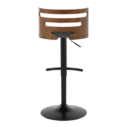 Black Metal, Walnut Wood, Charcoal Fabric Cosi Adjustable Barstool - Set of 2