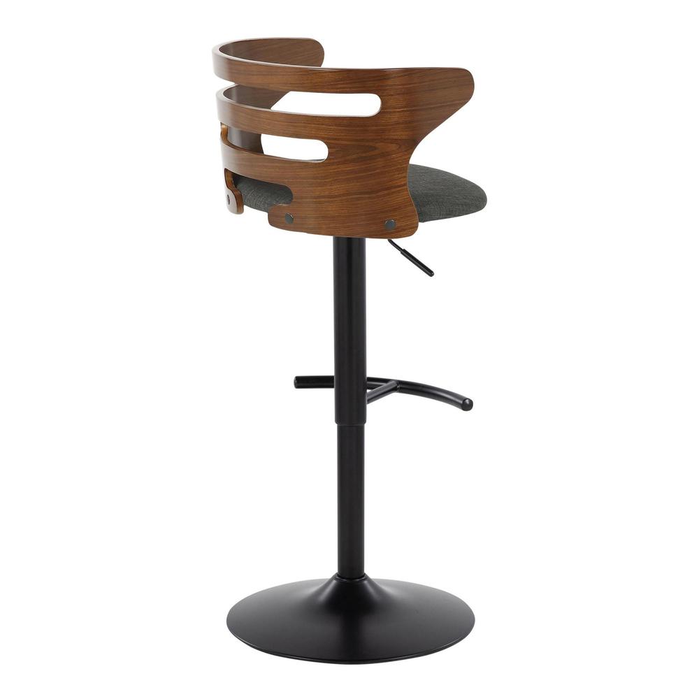 Black Metal, Walnut Wood, Charcoal Fabric Cosi Adjustable Barstool - Set of 2