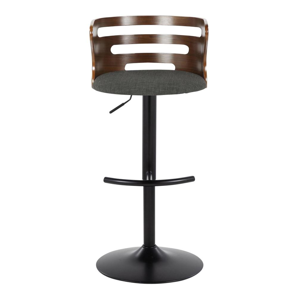 Black Metal, Walnut Wood, Charcoal Fabric Cosi Adjustable Barstool - Set of 2