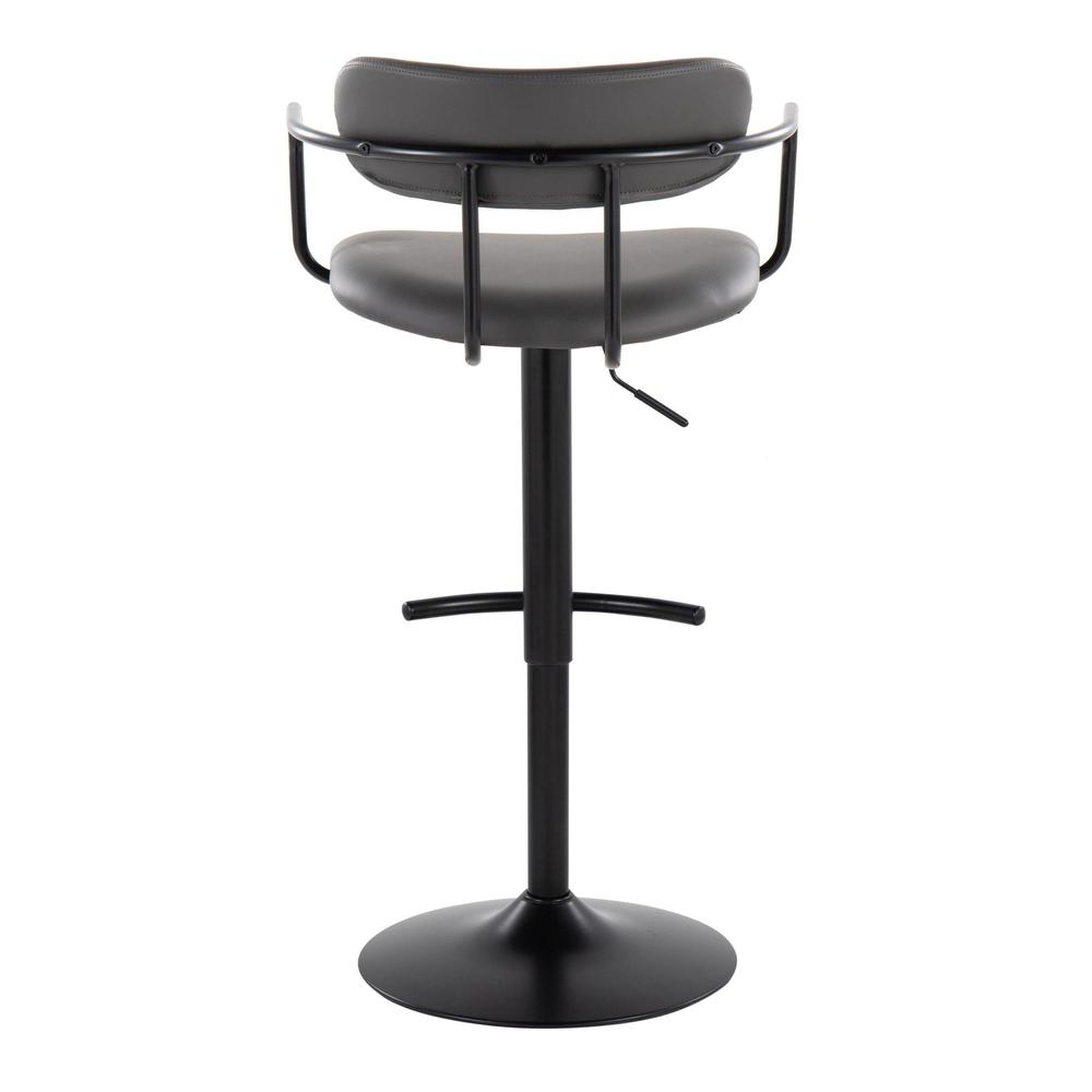 Black Metal, Grey PU Demi Adjustable Barstool - Set of 2