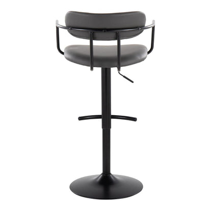 Black Metal, Grey PU Demi Adjustable Barstool - Set of 2