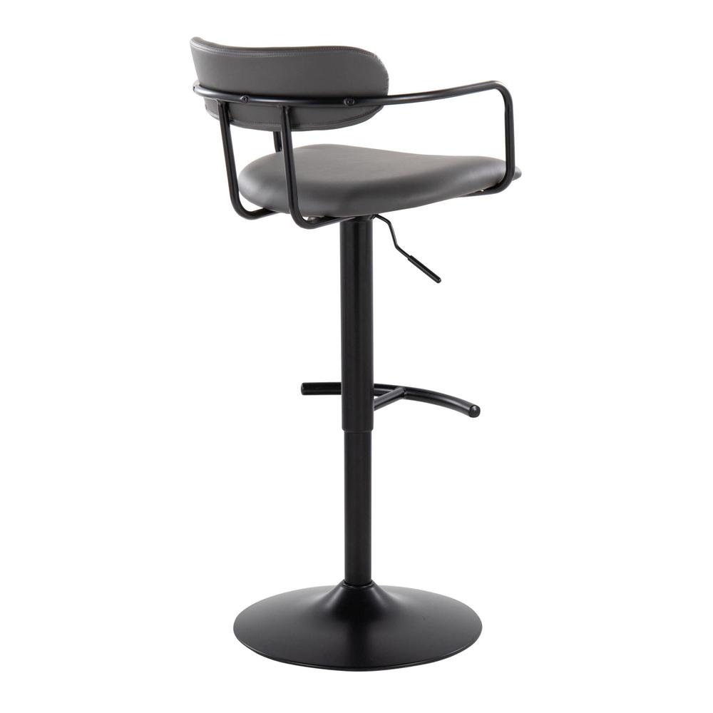 Black Metal, Grey PU Demi Adjustable Barstool - Set of 2