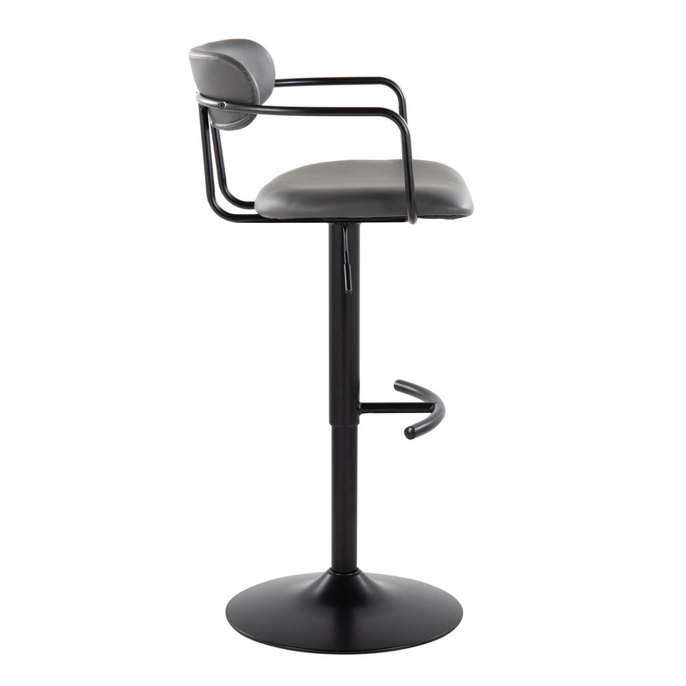 Black Metal, Grey PU Demi Adjustable Barstool - Set of 2