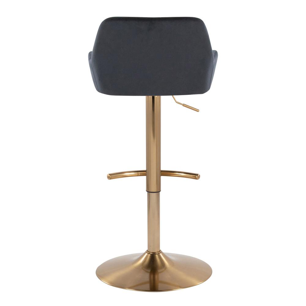 Gold Metal, Black Velvet Daniella Adjustable Barstool - Set of 2