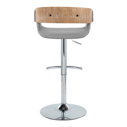Chrome Metal, Whitewashed Wood, Grey Fabric Elisa Adjustable Barstool - Set of 2