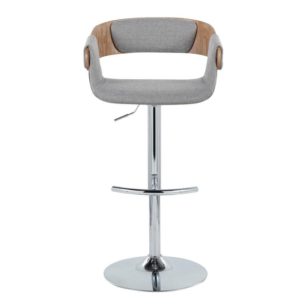 Chrome Metal, Whitewashed Wood, Grey Fabric Elisa Adjustable Barstool - Set of 2