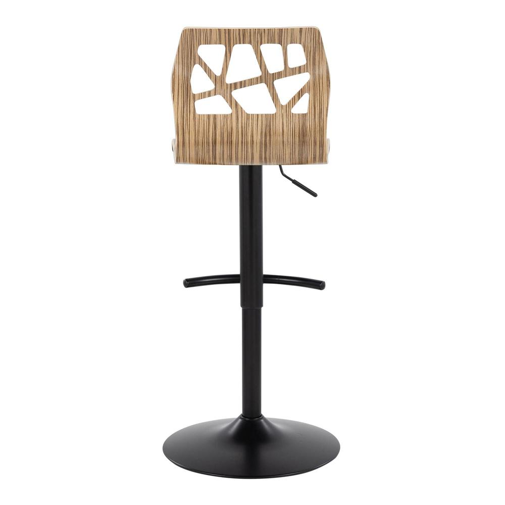 Black Metal, Zebra Wood, Cream PU Folia Adjustable Barstool - Set of 2
