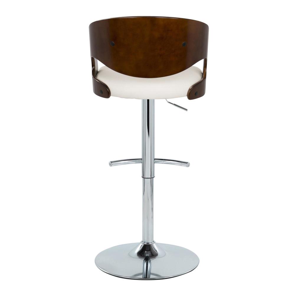 Chrome Metal, Cherry Wood, White PU Pino Adjustable Barstool - Set of 2