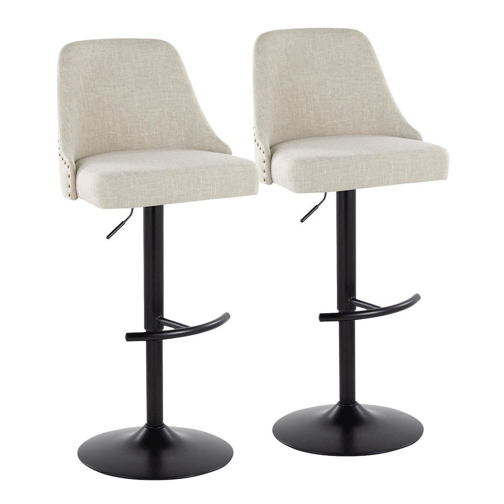 Studded Marcel Adjustable Barstool - Set of  2