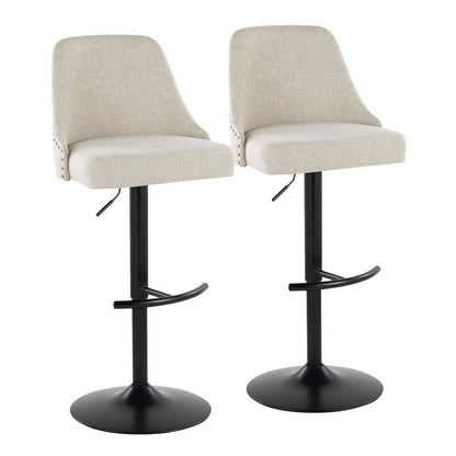 Studded Marcel Adjustable Barstool - Set of  2
