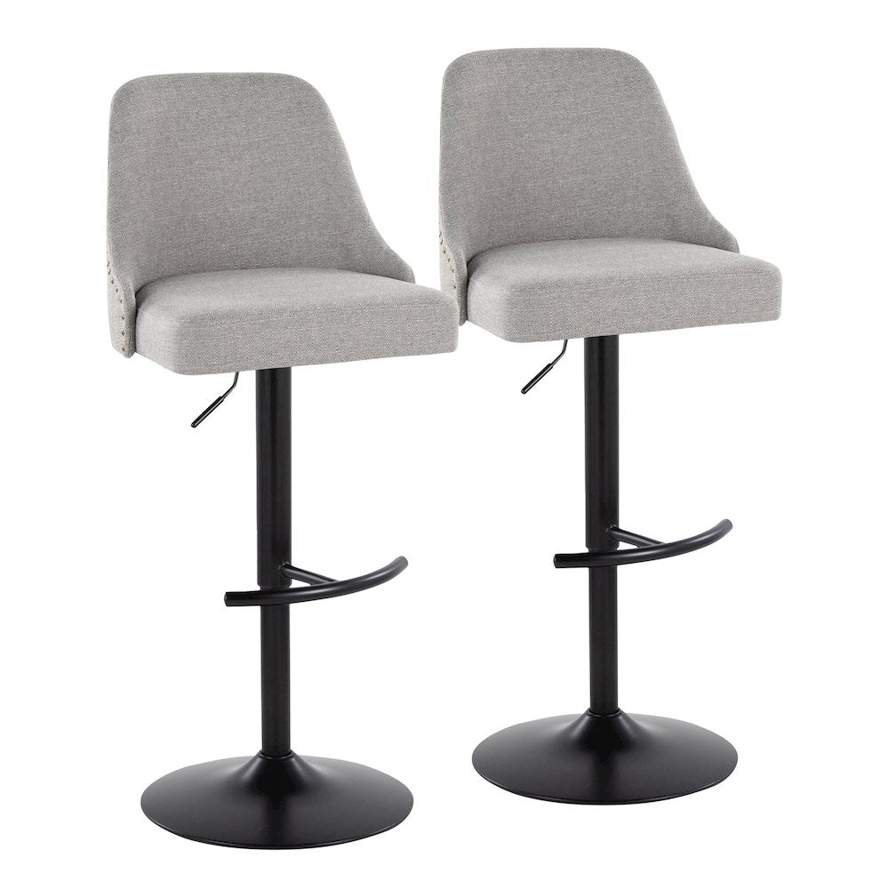 Studded Marcel Adjustable Barstool - Set of  2