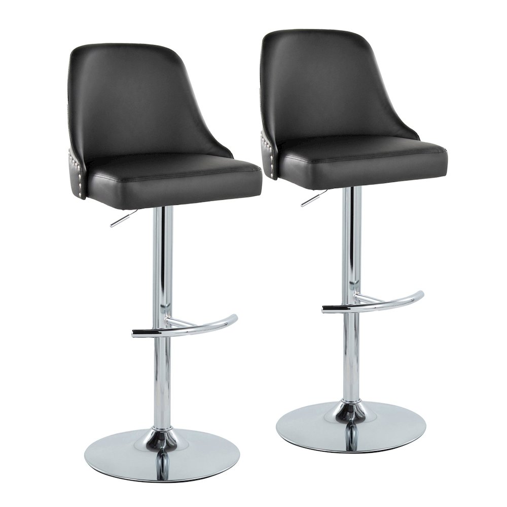 Studded Marcel Adjustable Barstool - Set of  2