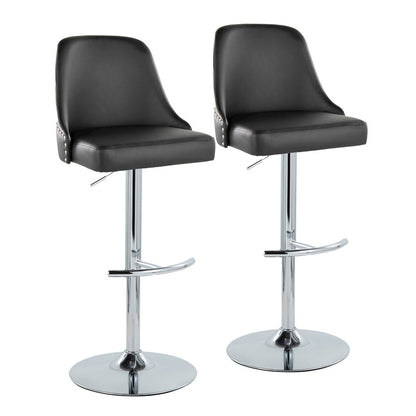Studded Marcel Adjustable Barstool - Set of  2