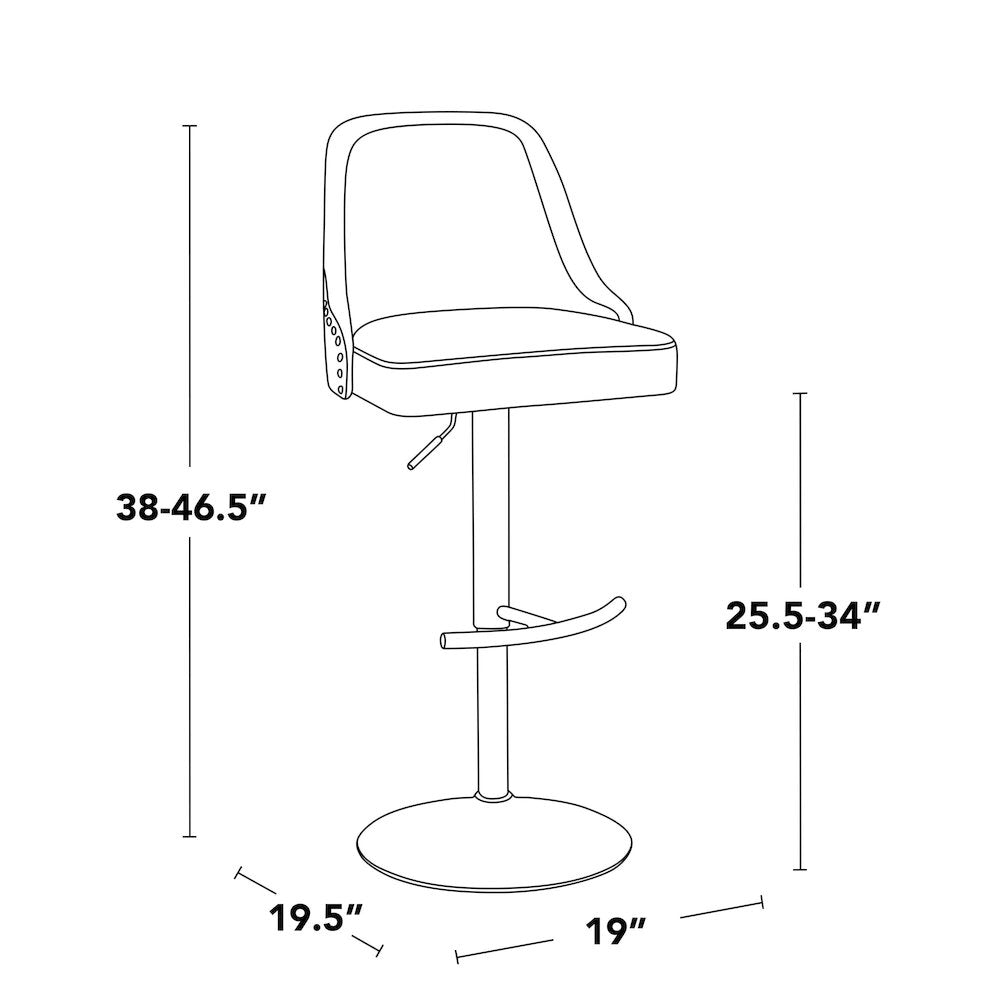 Studded Marcel Adjustable Barstool - Set of 2