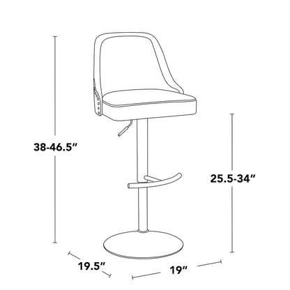 Studded Marcel Adjustable Barstool - Set of 2