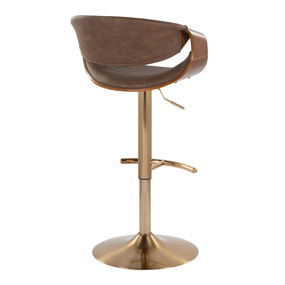 Symphony Adjustable Barstool - Set of 2 in Gold Metal