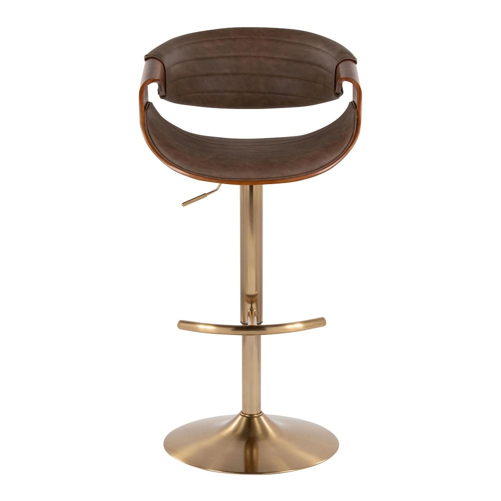 Symphony Adjustable Barstool - Set of 2 in Gold Metal