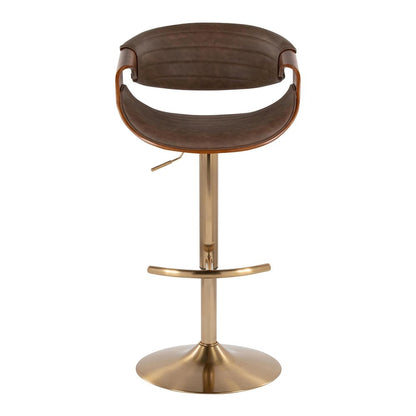 Symphony Adjustable Barstool - Set of 2 in Gold Metal