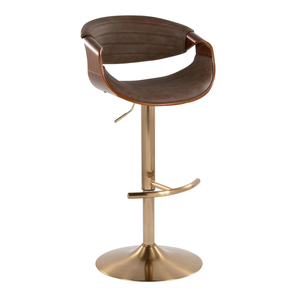 Symphony Adjustable Barstool - Set of 2 in Gold Metal