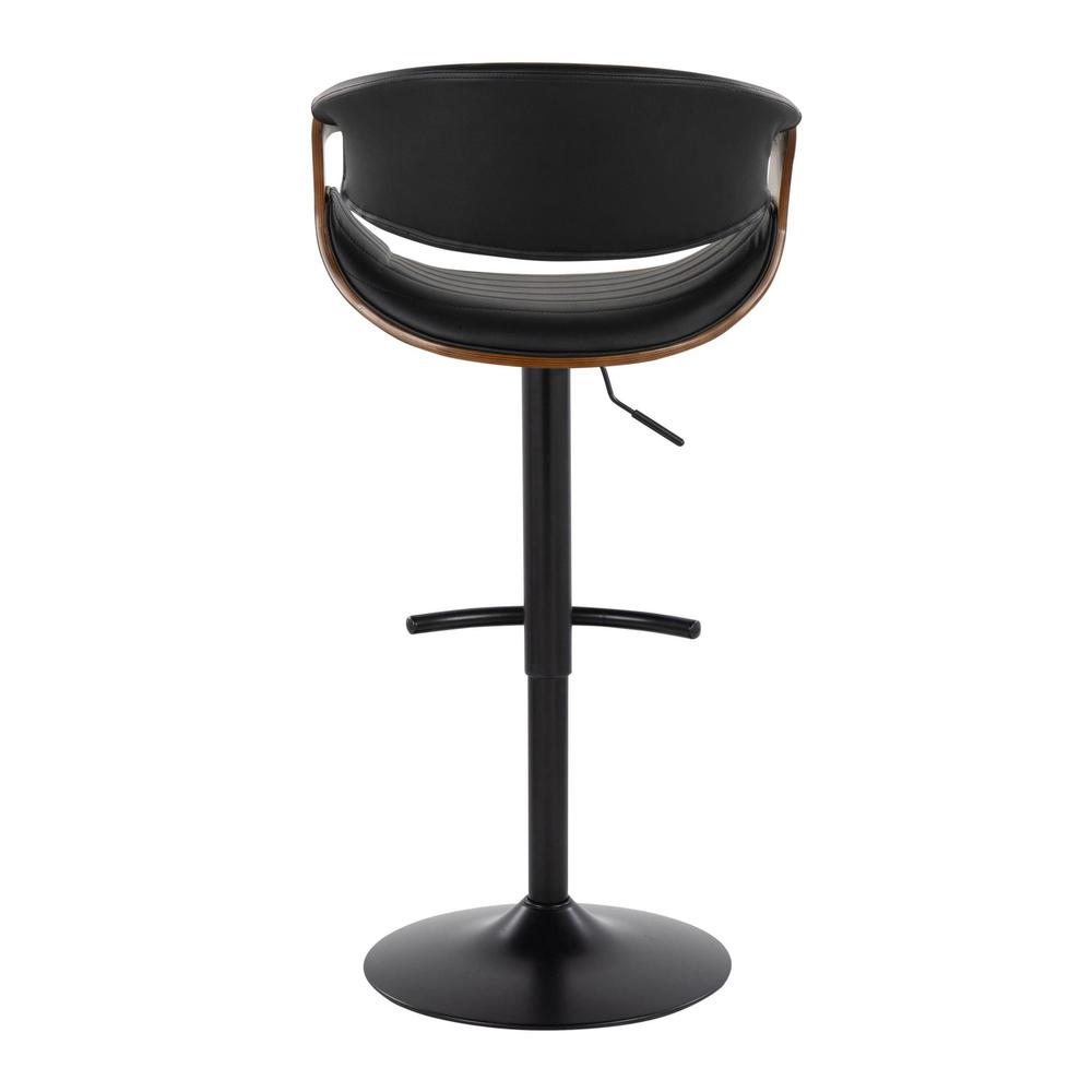 Black Metal, Walnut Wood, Black PU Symphony Adjustable Barstool - Set of 2