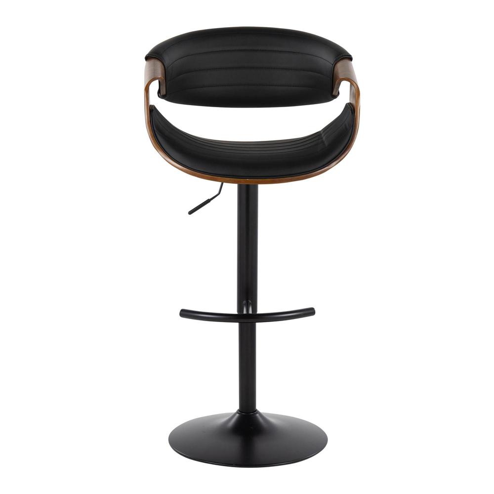 Black Metal, Walnut Wood, Black PU Symphony Adjustable Barstool - Set of 2