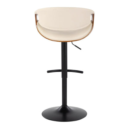 Black Metal, Walnut Wood, Cream PU Symphony Adjustable Barstool - Set of 2