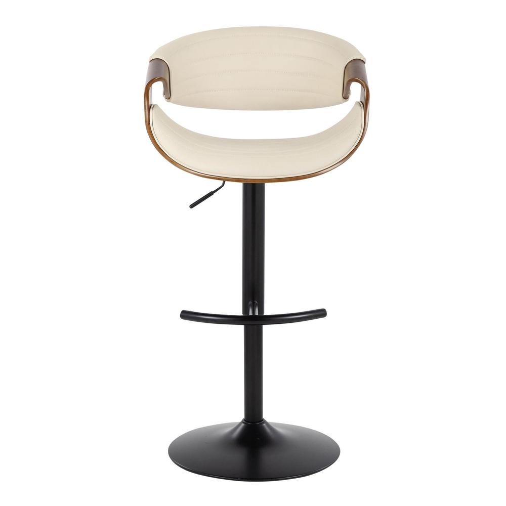 Black Metal, Walnut Wood, Cream PU Symphony Adjustable Barstool - Set of 2