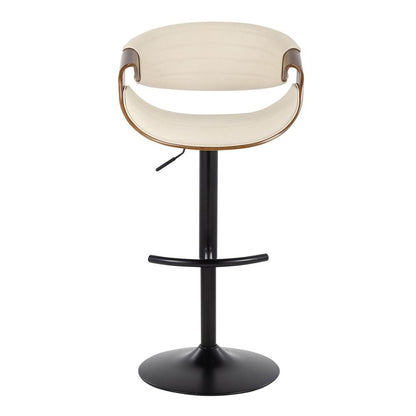 Black Metal, Walnut Wood, Cream PU Symphony Adjustable Barstool - Set of 2