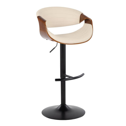 Black Metal, Walnut Wood, Cream PU Symphony Adjustable Barstool - Set of 2