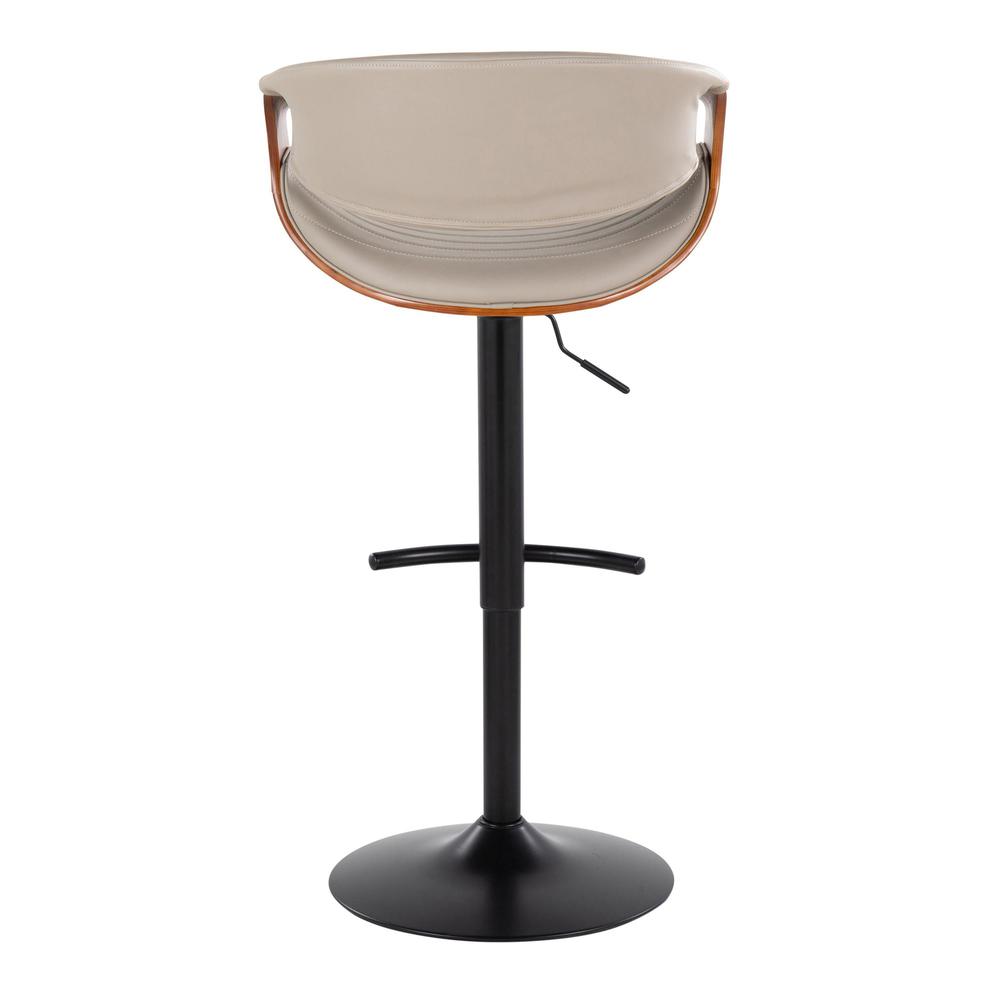 Black Metal, Walnut Wood, Grey PU Symphony Adjustable Barstool - Set of 2