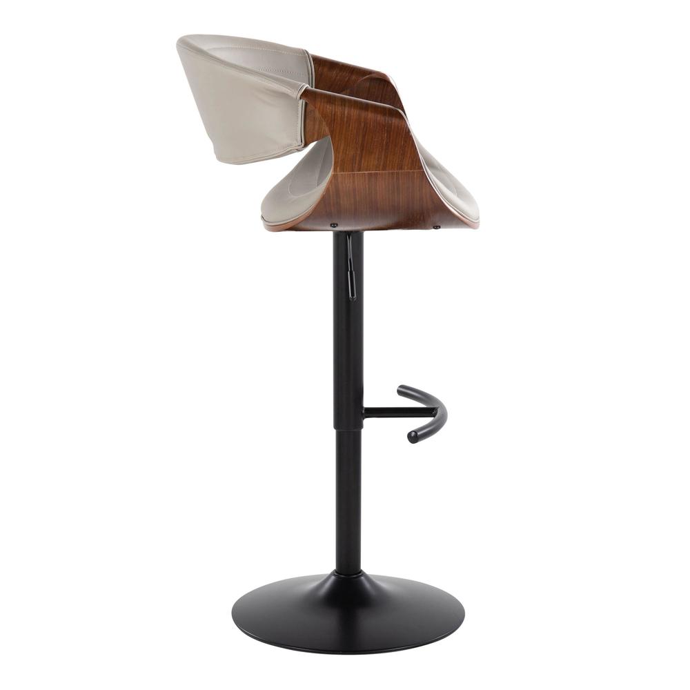Black Metal, Walnut Wood, Grey PU Symphony Adjustable Barstool - Set of 2