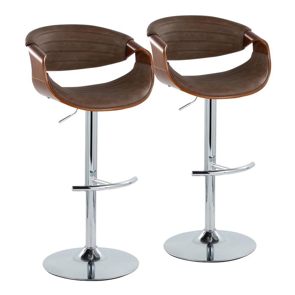 Symphony Adjustable Barstool - Set of 2 in Chrome Metal