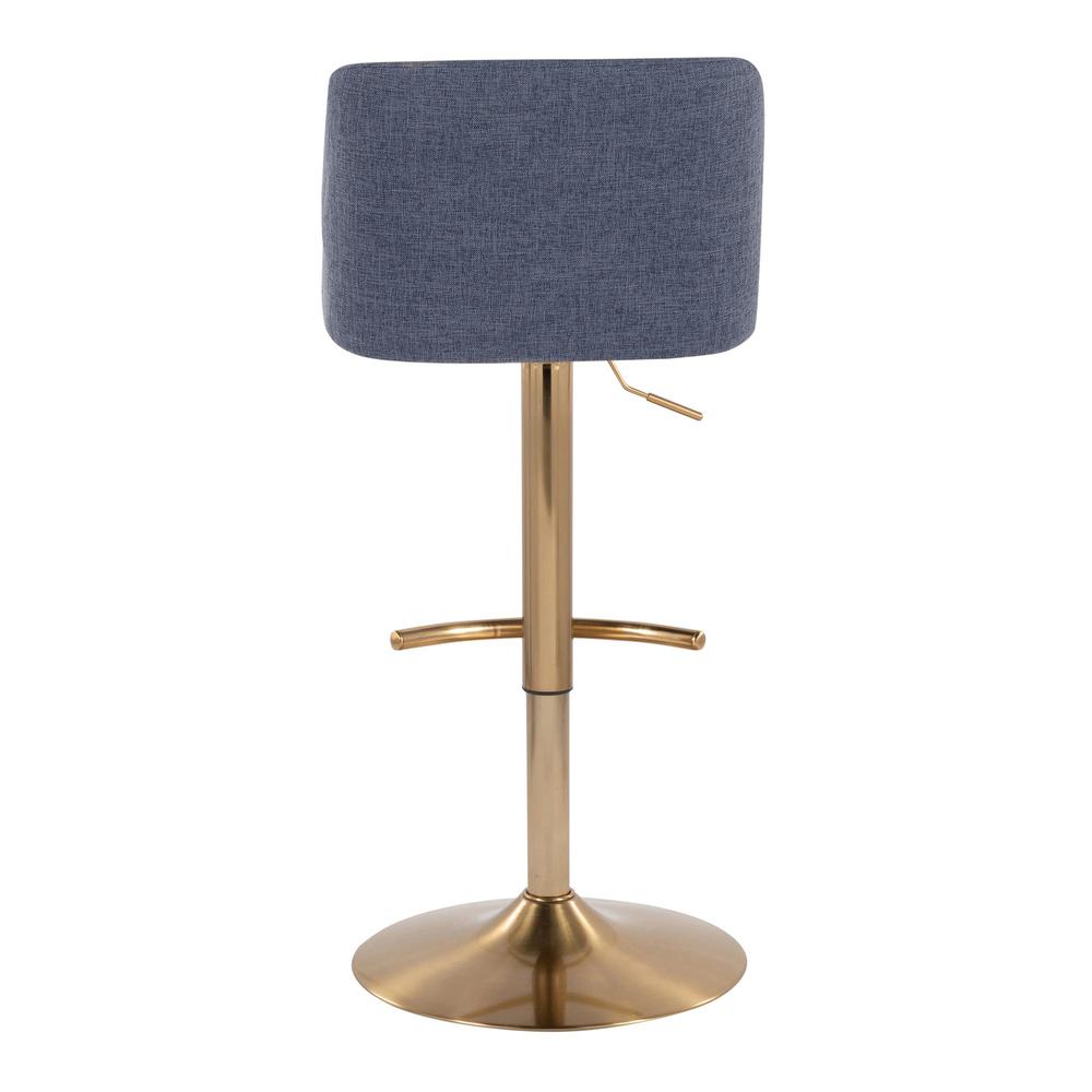 Blue Fabric, Gold Metal Toriano Adjustable Barstool - Set of 2