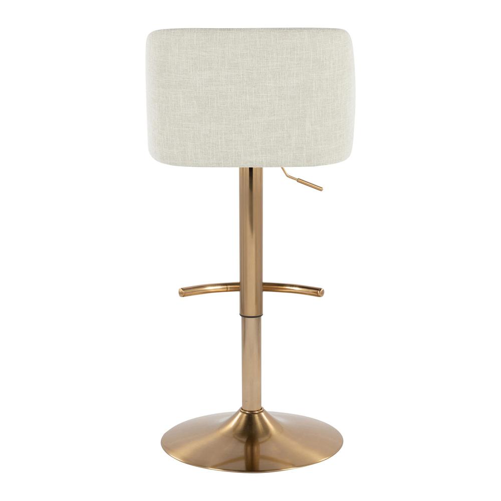 Cream Fabric, Gold Metal Toriano Adjustable Barstool - Set of 2