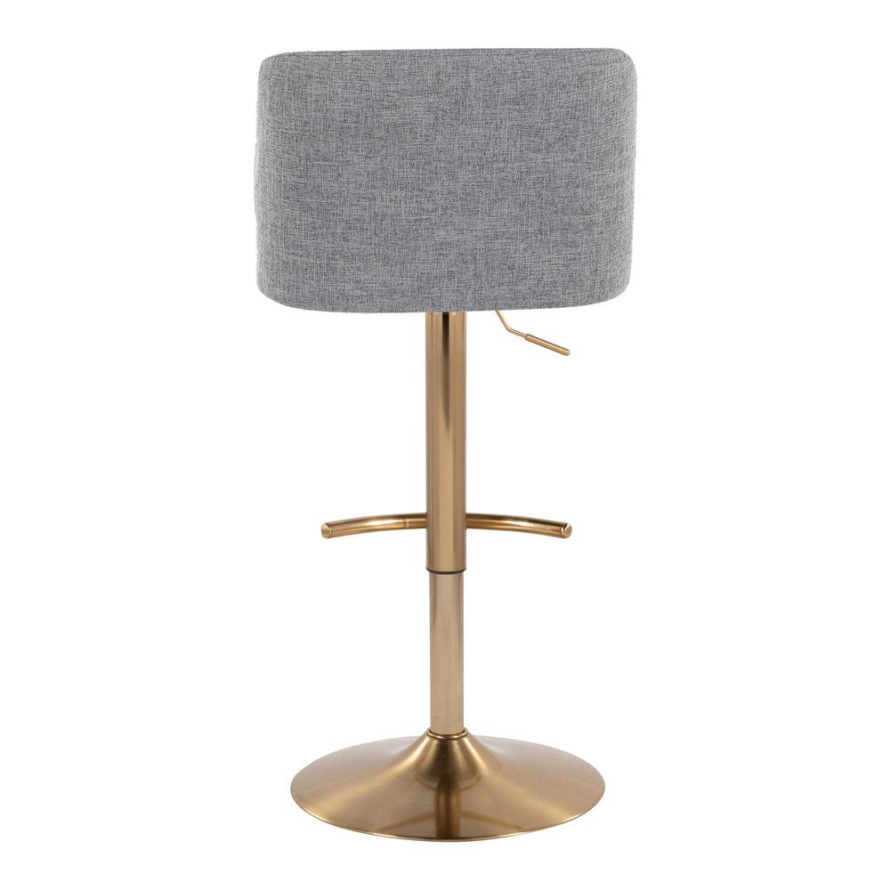 Grey Fabric, Gold Metal Toriano Adjustable Barstool - Set of 2