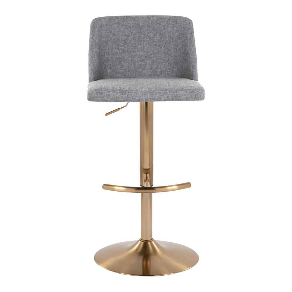 Grey Fabric, Gold Metal Toriano Adjustable Barstool - Set of 2