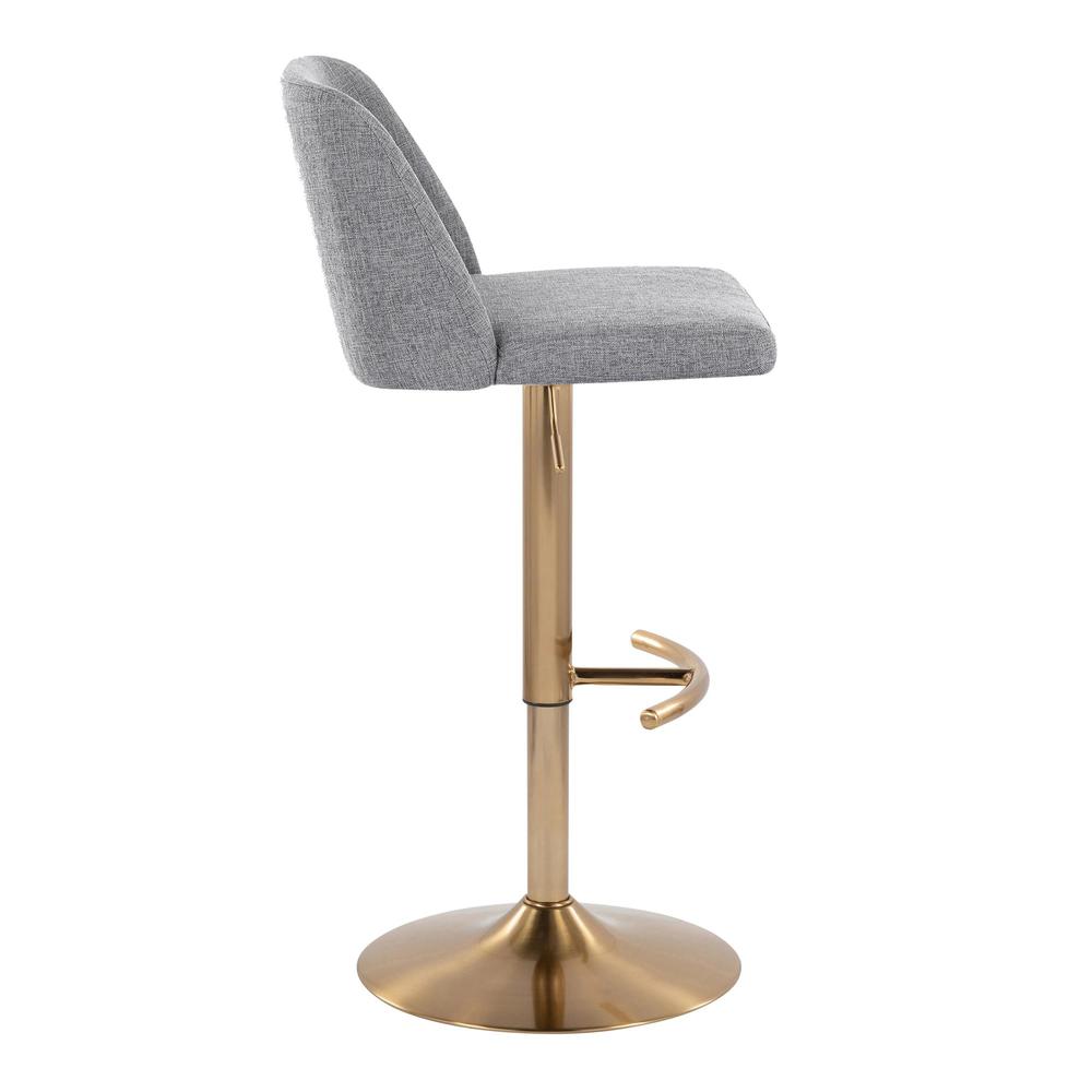 Grey Fabric, Gold Metal Toriano Adjustable Barstool - Set of 2