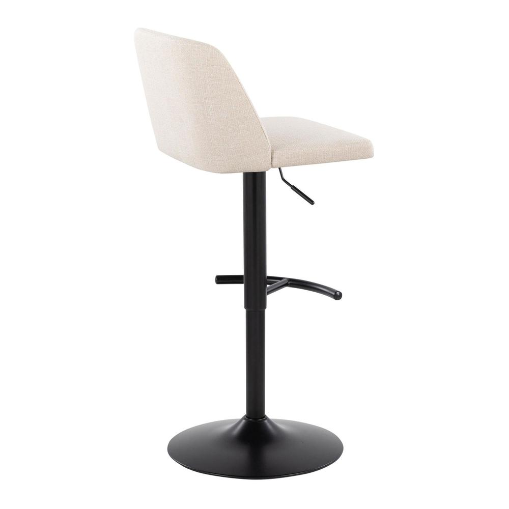 Cream Noise Fabric, Black Metal Toriano Adjustable Barstool - Set of 2