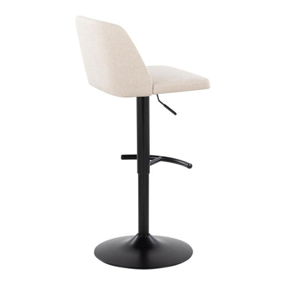 Cream Noise Fabric, Black Metal Toriano Adjustable Barstool - Set of 2