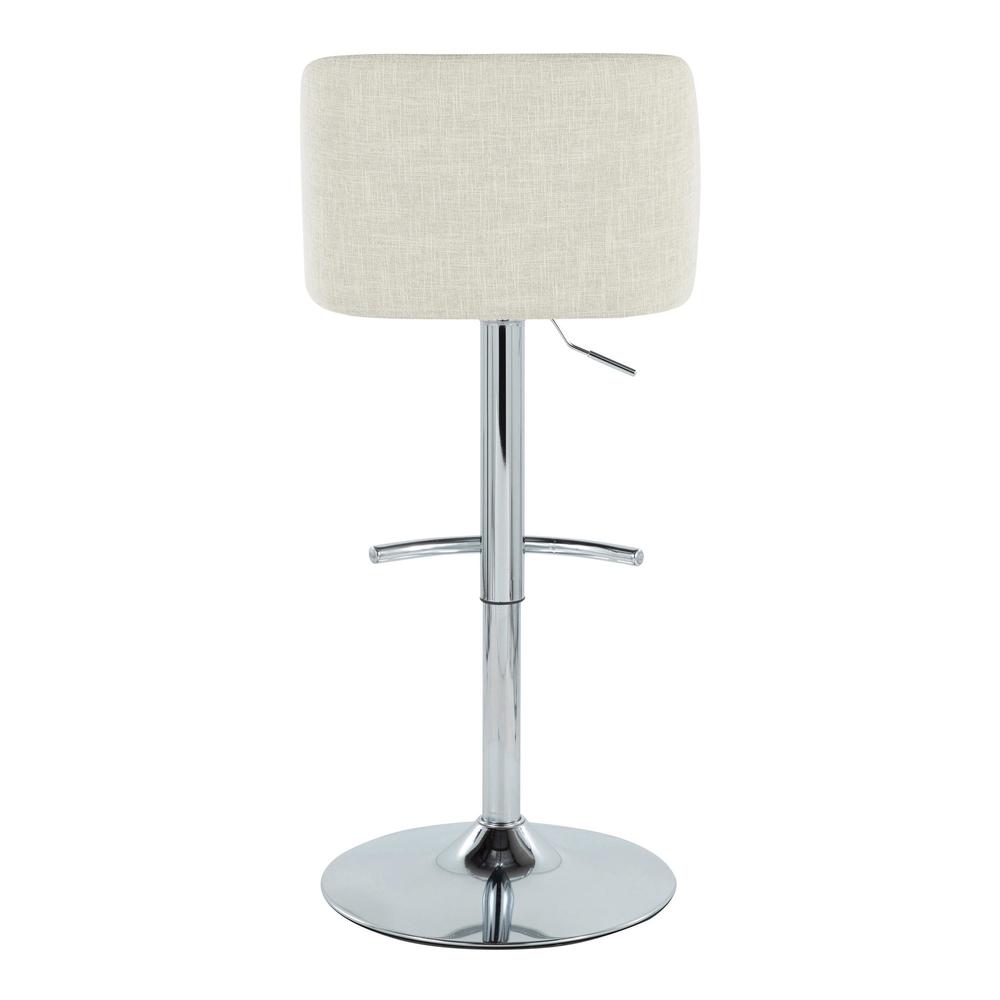 Cream Fabric, Chrome Metal Toriano Adjustable Barstool - Set of 2