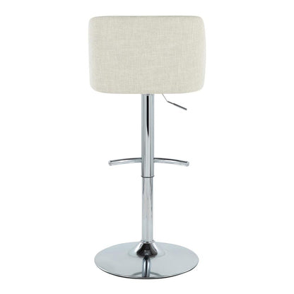 Cream Fabric, Chrome Metal Toriano Adjustable Barstool - Set of 2