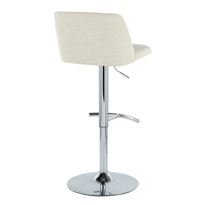 Cream Fabric, Chrome Metal Toriano Adjustable Barstool - Set of 2