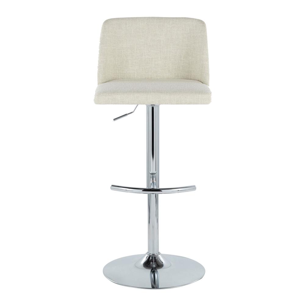Cream Fabric, Chrome Metal Toriano Adjustable Barstool - Set of 2