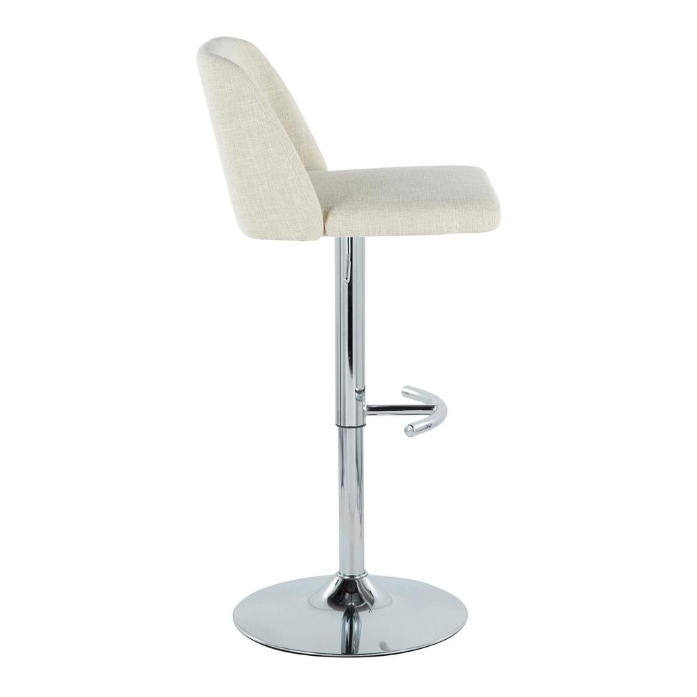 Cream Fabric, Chrome Metal Toriano Adjustable Barstool - Set of 2