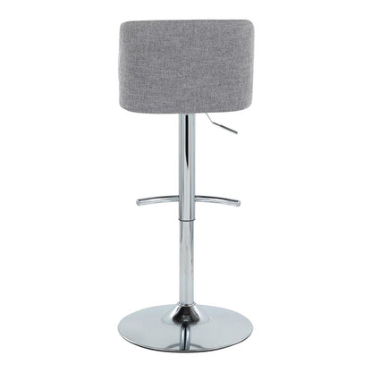 Grey Fabric, Chrome Metal Toriano Adjustable Barstool - Set of 2